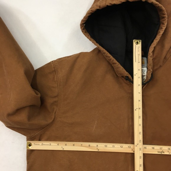 Carhartt J130 Y2K Washed Duck Insulated Hooded Jacket Brown Men's X-Large Tall - Picture 6 of 7